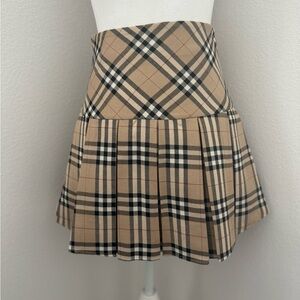 Plaid Mini Skirt in Tan